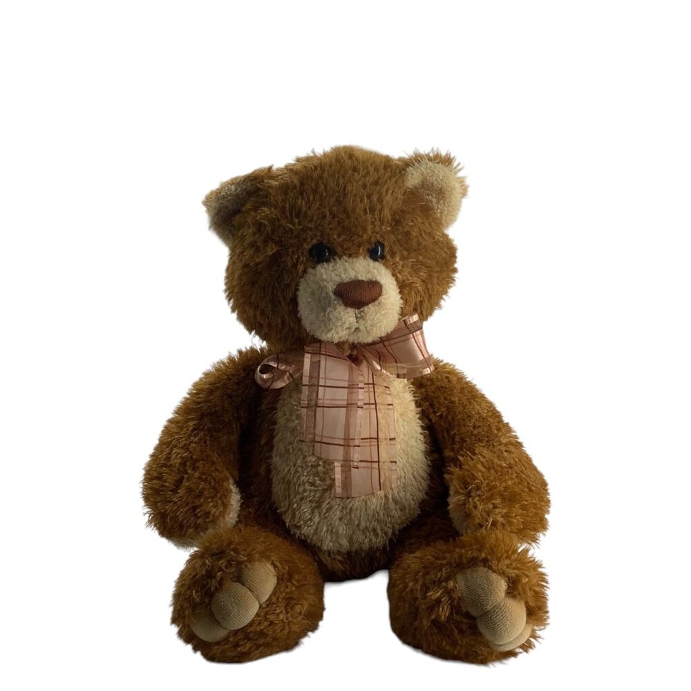 Aurora Pellet Filled Brown Sugar Teddyโ Bear Stuffed Animal Plush Toy 12" Bow